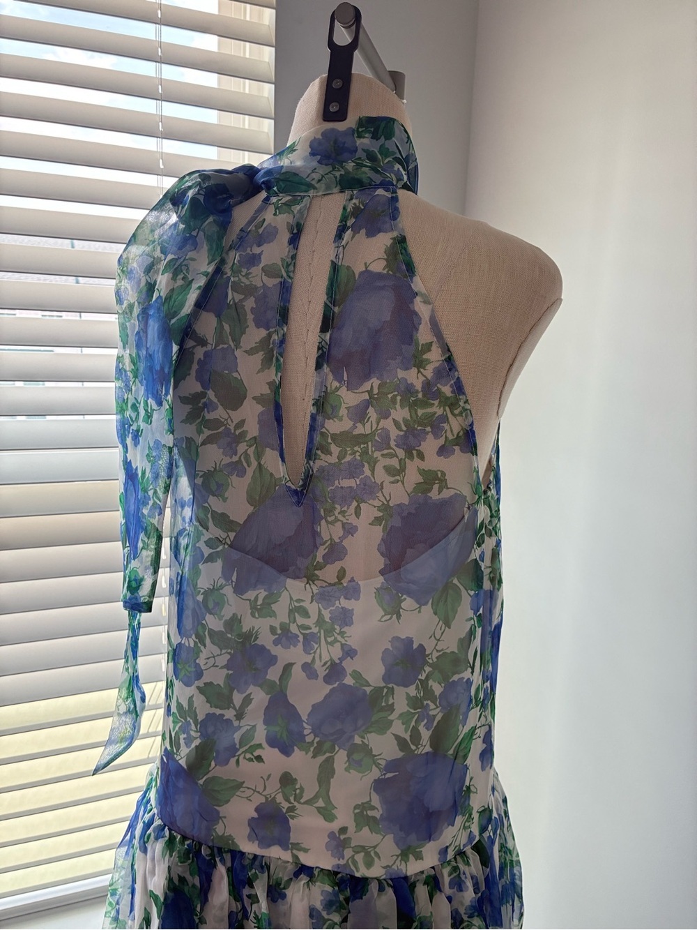 NWT BHLDN Anthropologie Kendall High Neck Scarf Floral Organza Maxi Dress - Picture 9 of 17